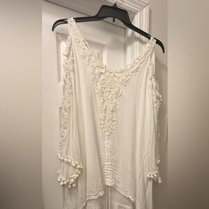 White Turkish Dress with intricate trim; size XL